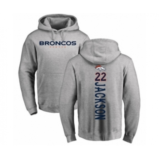 Football Denver Broncos #22 Kareem Jackson Ash Backer Pullover Hoodie - Jersey