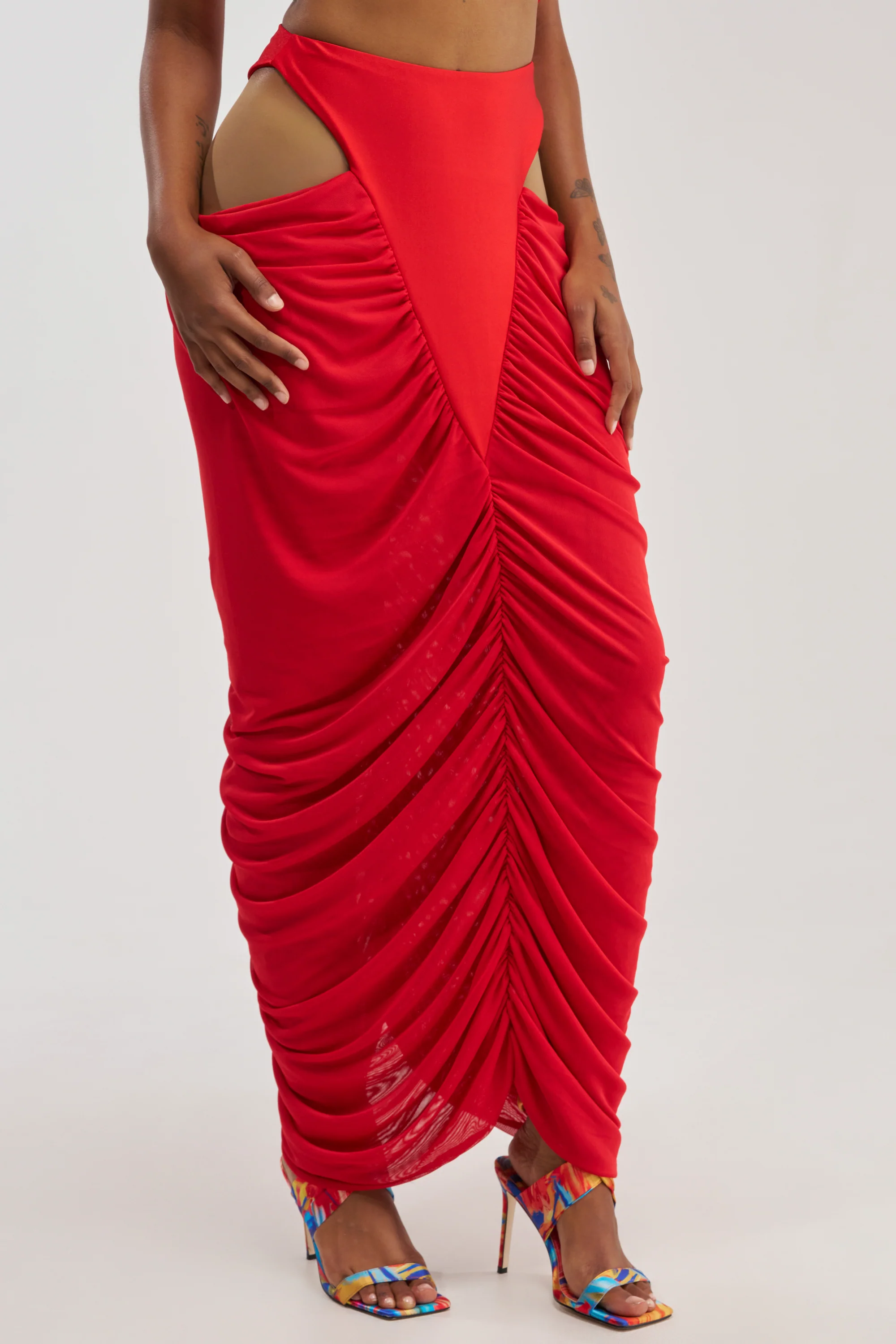 HOTTIE ALERT MESH MAXI SKIRT IN RED - Akira Wear