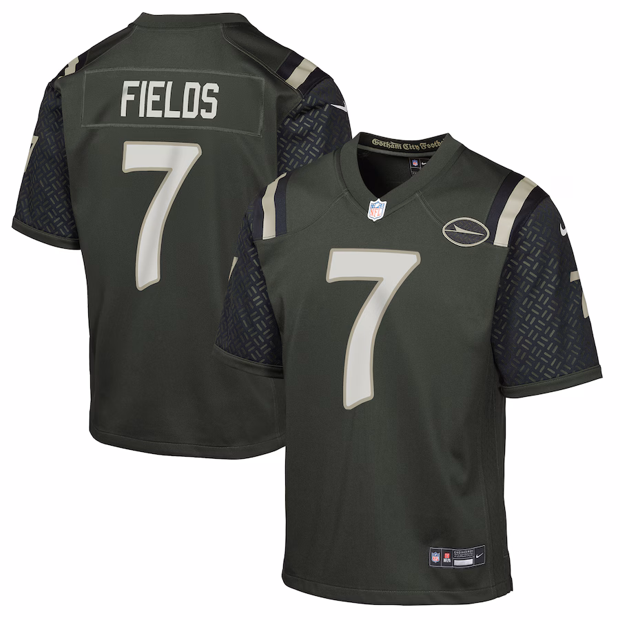 Youth New York Jets Justin Fields Nike Gotham Green 2025 Rivalries Collection Game Jersey - Jersey