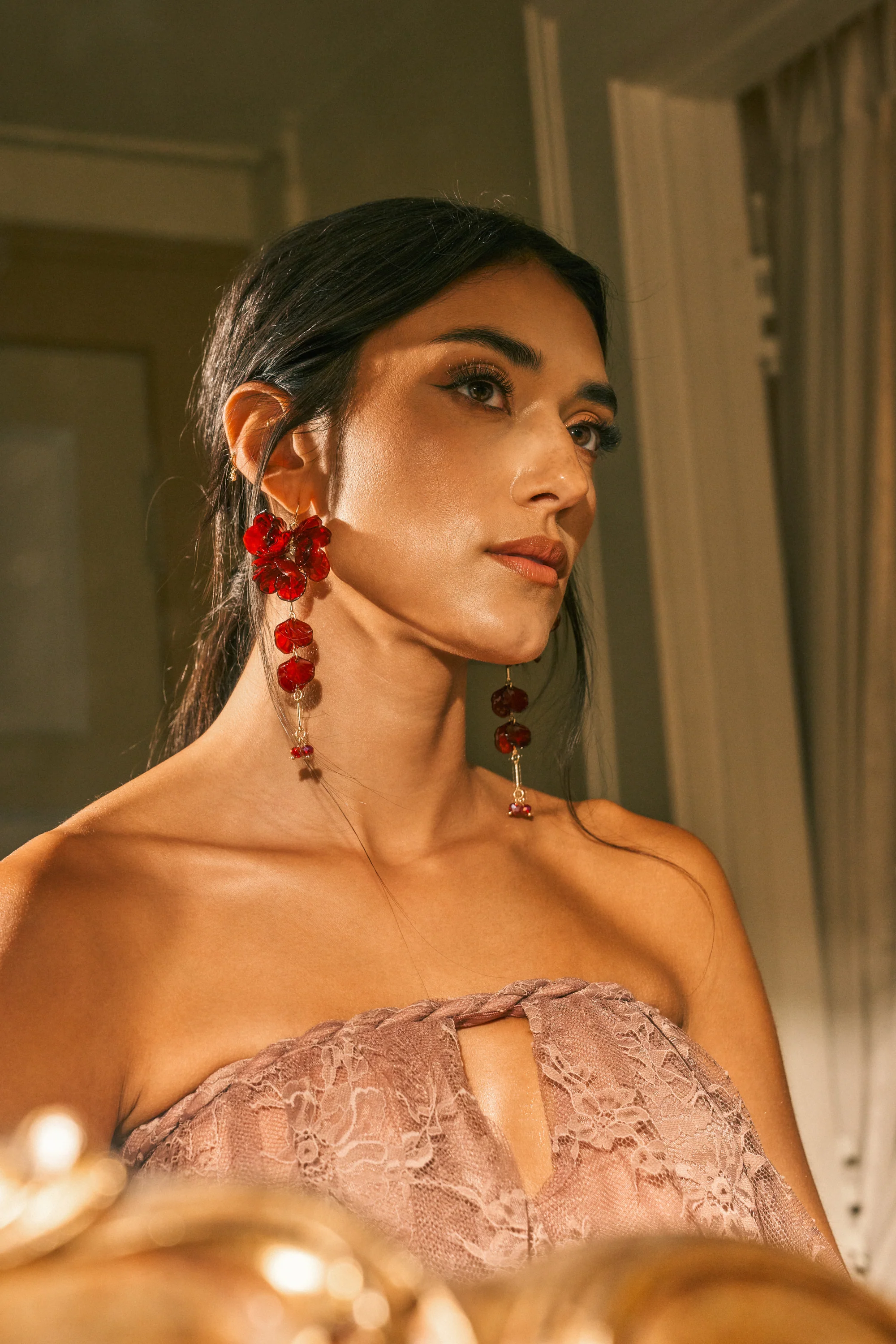 DRIP DRIP BURGUNDY DANGLE EARRING - Akira Wear