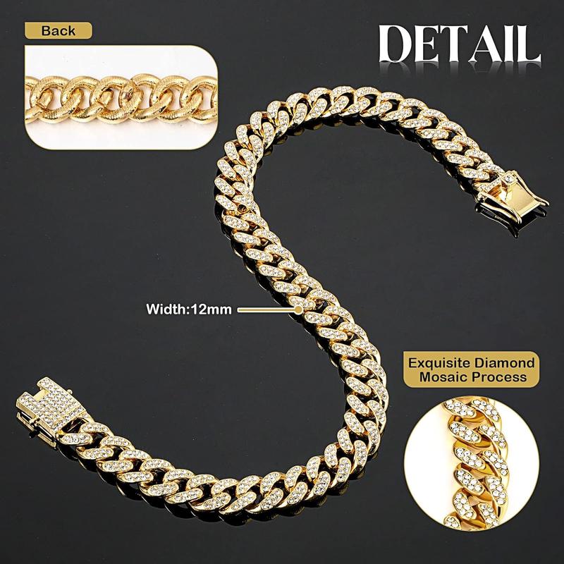 Diamond Chain Dog Collar with Secure Buckle