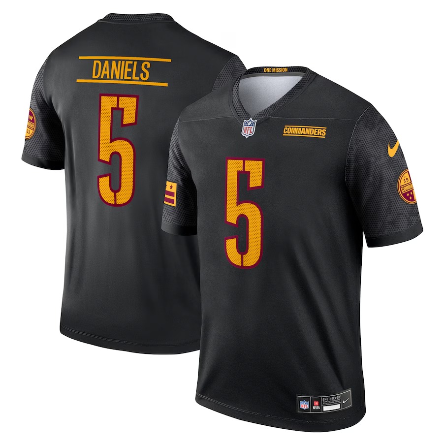 Men's Washington Commanders Jayden Daniels Nike Black Legend Player Performance Top - Jersey