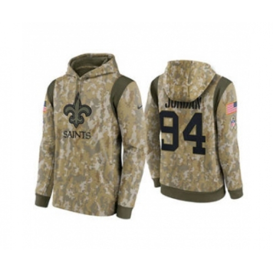 Men's New Orleans Saints #94 Cameron Jordan Camo 2021 Salute To Service Therma Performance Pullover Football Hoodie - Jersey