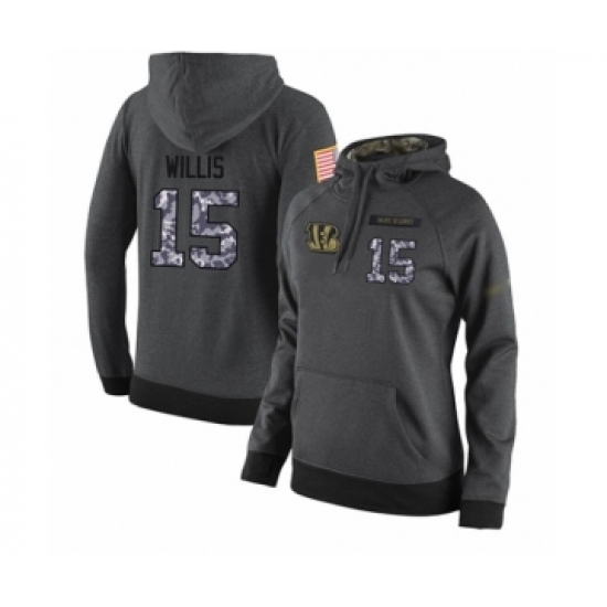 Football Women's Cincinnati Bengals #15 Damion Willis Stitched Black Anthracite Salute to Service Player Performance Hoodie - Jersey