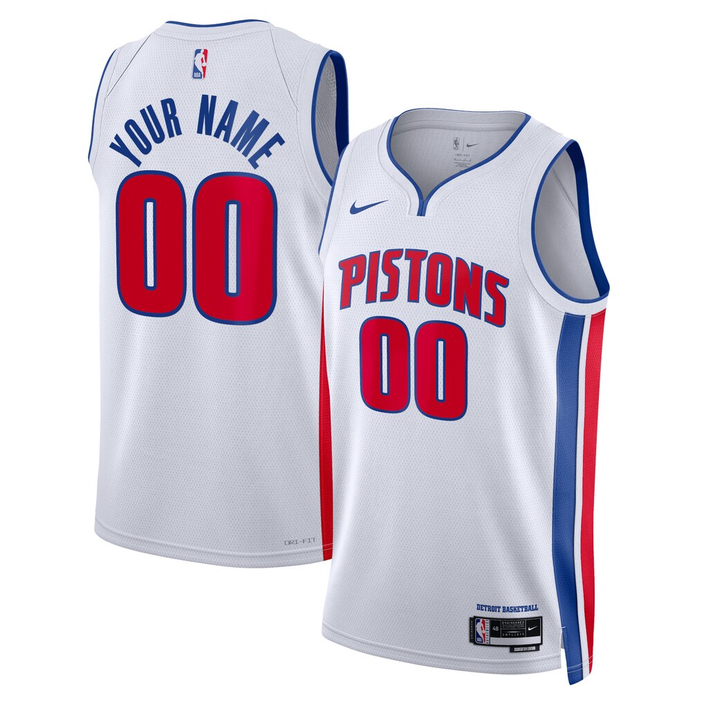 Unisex Detroit Pistons Nike White Swingman Custom Jersey - Association Edition - Jersey