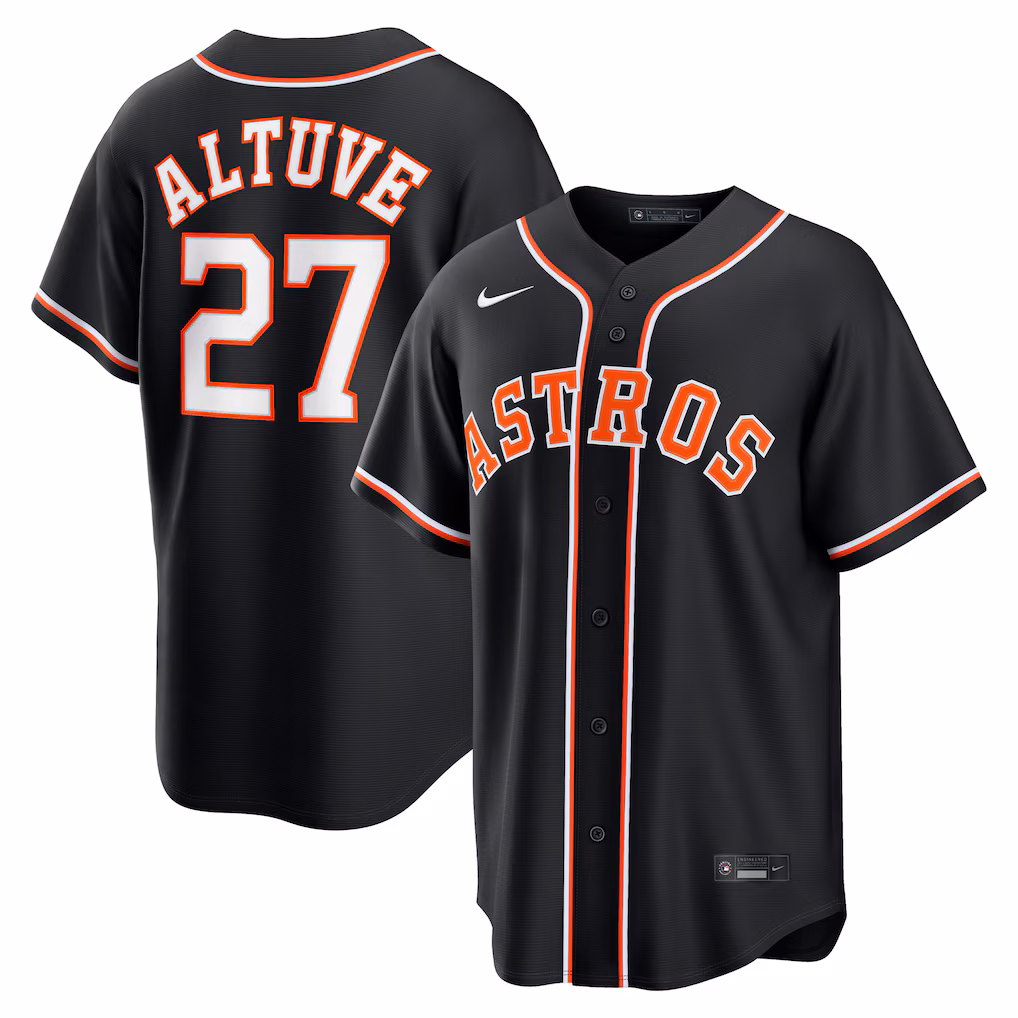 Men's Houston Astros Jose Altuve Nike Fashion Replica Black Out Jersey - Jersey