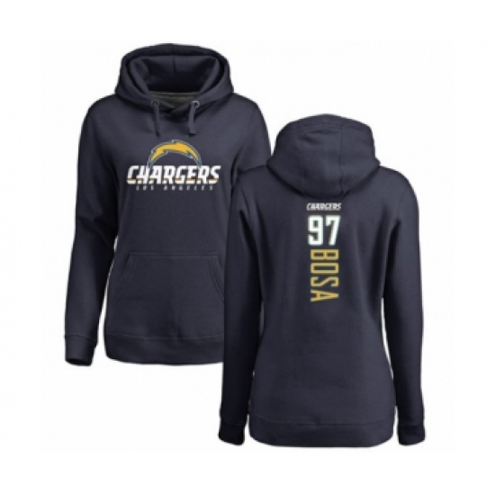 Football Women's Los Angeles Chargers #97 Joey Bosa Navy Blue Backer Pullover Hoodie - Jersey