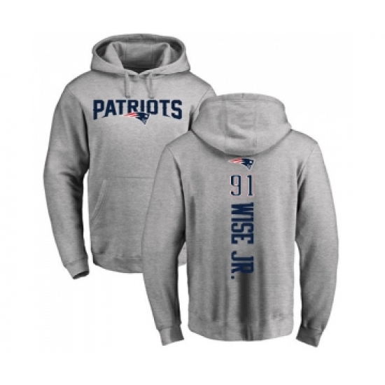 Football New England Patriots #91 Deatrich Wise Jr Ash Backer Pullover Hoodie - Jersey