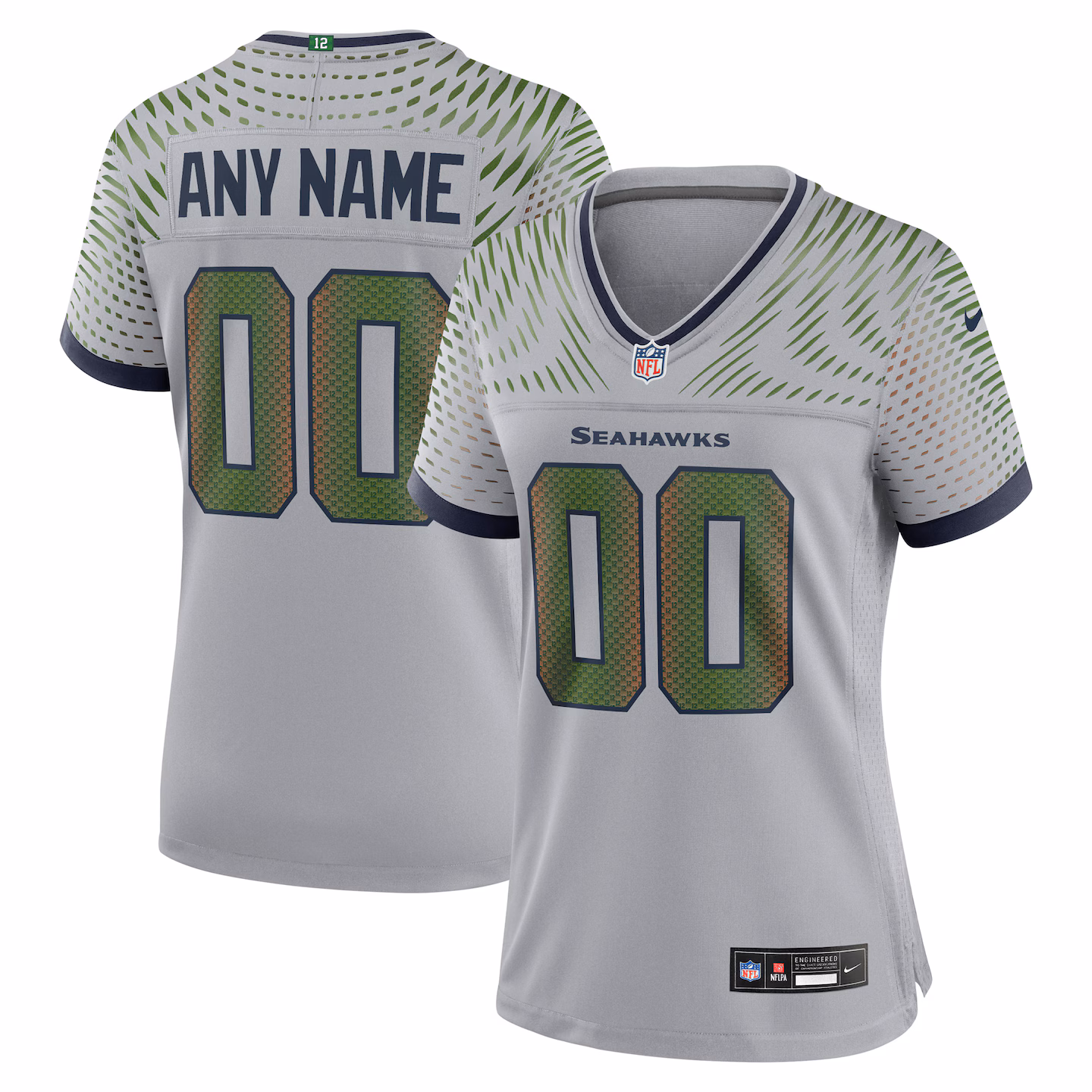 Women's Seattle Seahawks Nike Wolf Gray 2025 Rivalries Collection Custom Game Jersey - Jersey