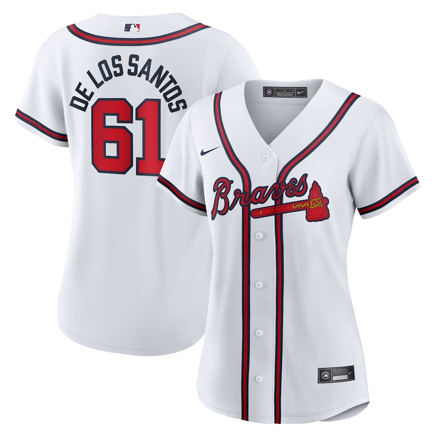 Women's Atlanta Braves Enyel De Los Santos Nike White Home Replica Jersey - Jersey