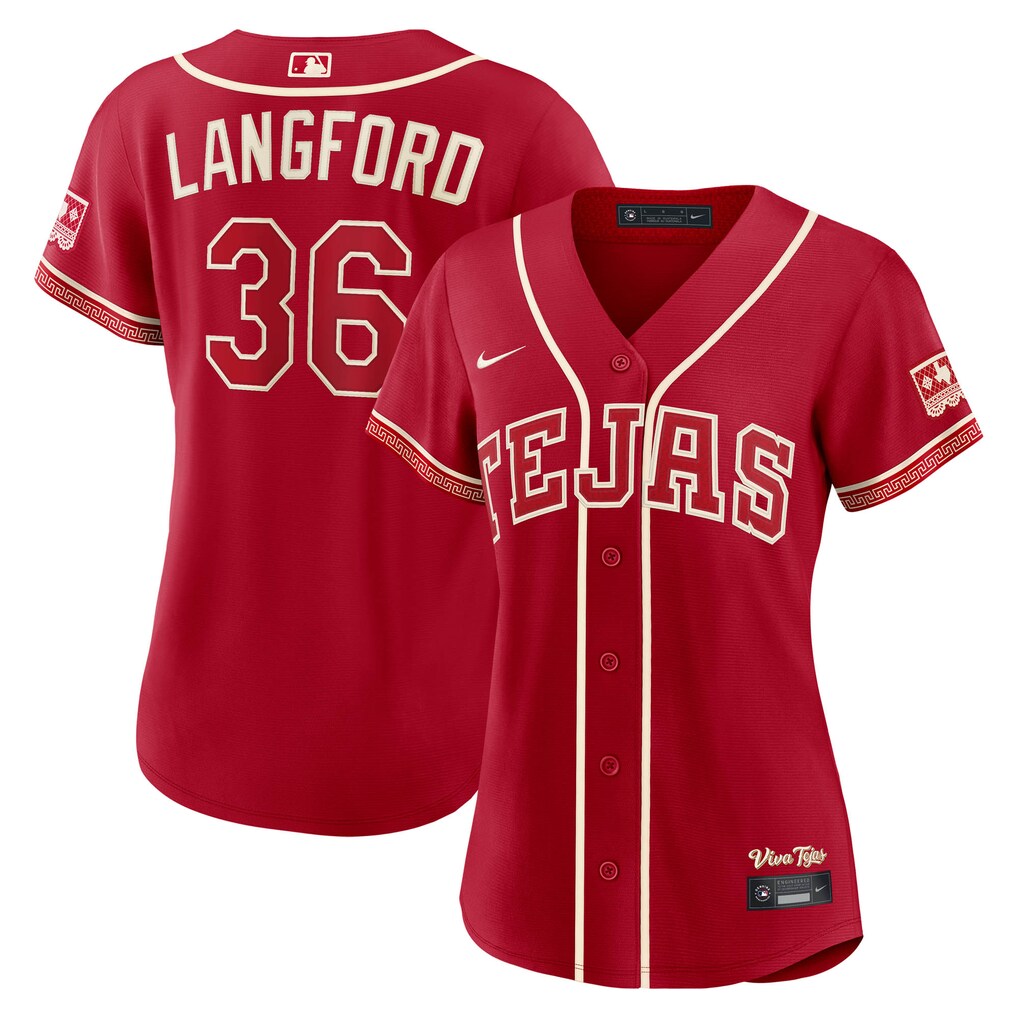 Women's Texas Rangers Wyatt Langford Nike Red 2026 City Connect Stadium Jersey - Jersey
