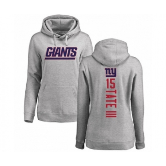 Football Women's New York Giants #15 Golden Tate III Ash Backer Pullover Hoodie - Jersey