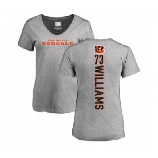 Football Women's Cincinnati Bengals #73 Jonah Williams Ash Backer V-Neck T-Shirt - Jersey