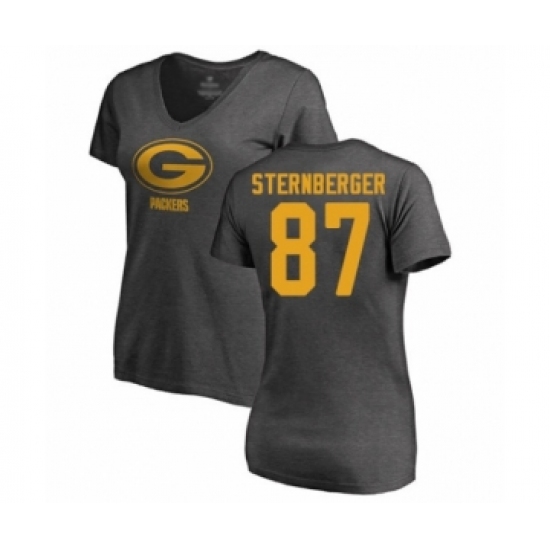 Football Women's Green Bay Packers #87 Jace Sternberger Ash One Color T-Shirt - Jersey