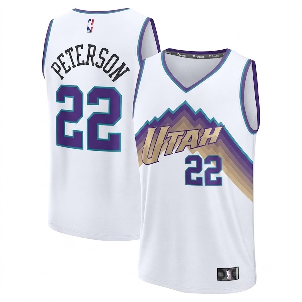 Men's Utah Jazz PETERSON Fanatics White Fast Break Replica Jersey - Association Edition - Jersey