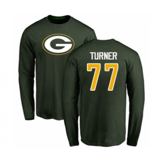 Football Green Bay Packers #77 Billy Turner Green Name & Number Logo Long Sleeve T-Shirt - Jersey