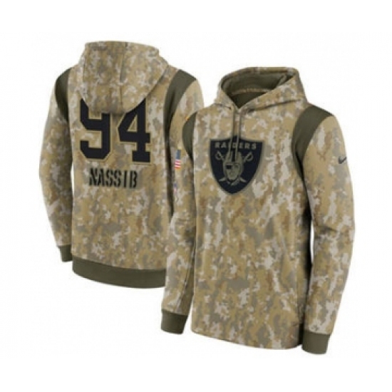 Men's Las Vegas Raiders #94 Carl Nassib Camo 2021 Salute To Service Therma Performance Pullover Football Hoodie - Jersey