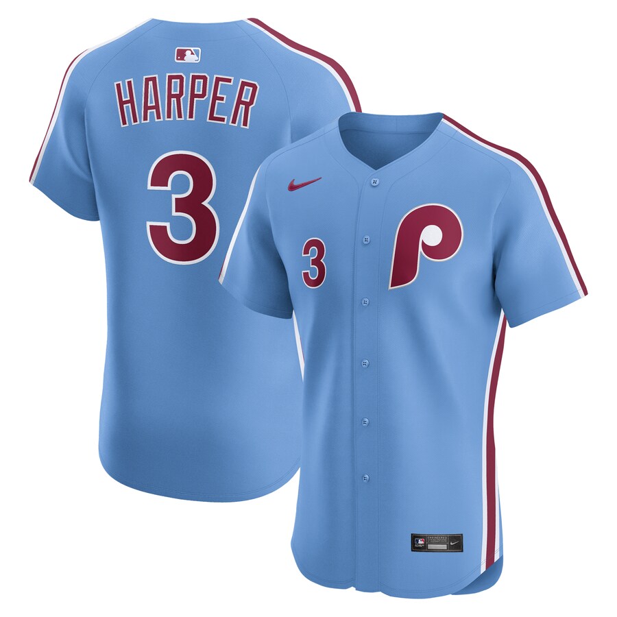 Men's Philadelphia Phillies Bryce Harper Nike Light Blue Alternate Elite Jersey - Jersey