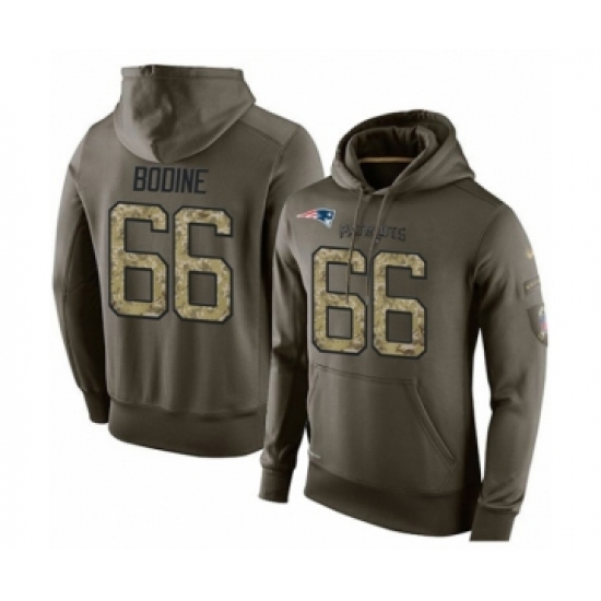Football New England Patriots #66 Russell Bodine Green Salute To Service Men's Pullover Hoodie - Jersey