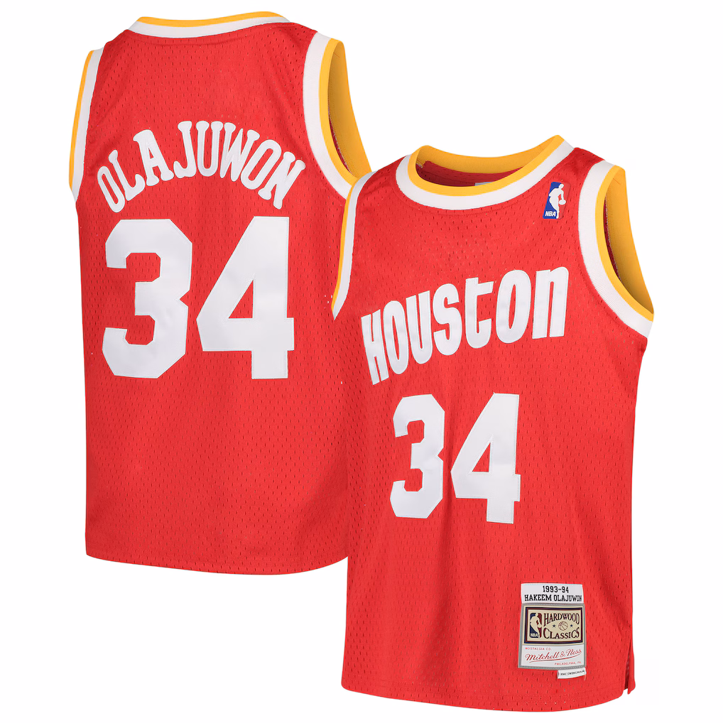 Youth Houston Rockets Hakeem Olajuwon Mitchell & Ness Red 1996/97 Hardwood Classics Swingman Jersey - Jersey