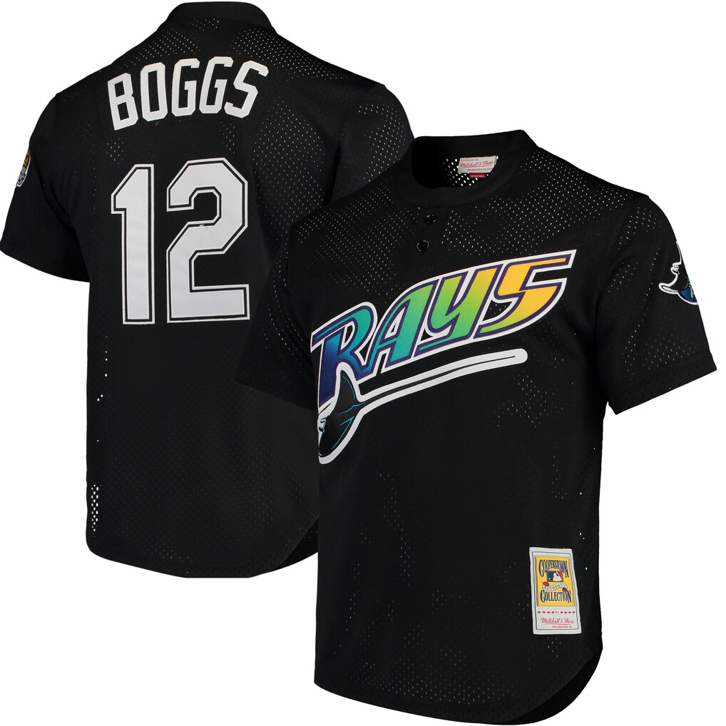 Men's Tampa Bay Rays Wade Boggs Mitchell & Ness Black Authentic Batting Practice Jersey - Jersey