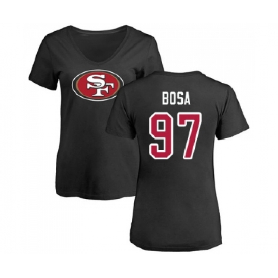 Football Women's San Francisco 49ers #97 Nick Bosa Black Name & Number Logo T-Shirt - Jersey