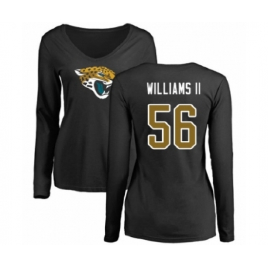 Football Women's Jacksonville Jaguars #56 Quincy Williams II Black Name & Number Logo Slim Fit Long Sleeve T-Shirt - Jersey