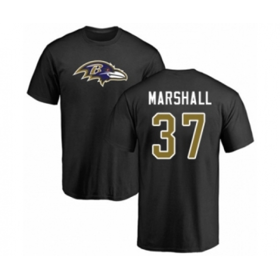 Football Baltimore Ravens #37 Iman Marshall Black Name & Number Logo T-Shirt - Jersey