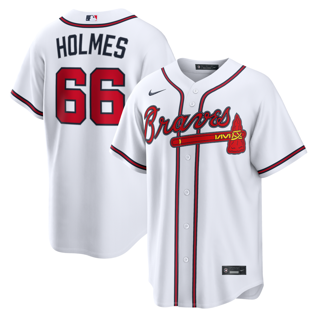 Men's Atlanta Braves Grant Holmes Nike White Home Replica Jersey - Jersey