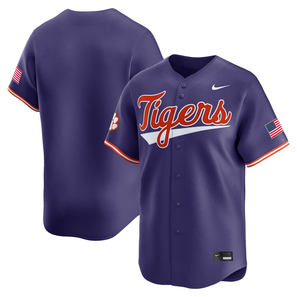 Men's Nike Purple Clemson Tigers Baseball Limited Jersey - Jersey