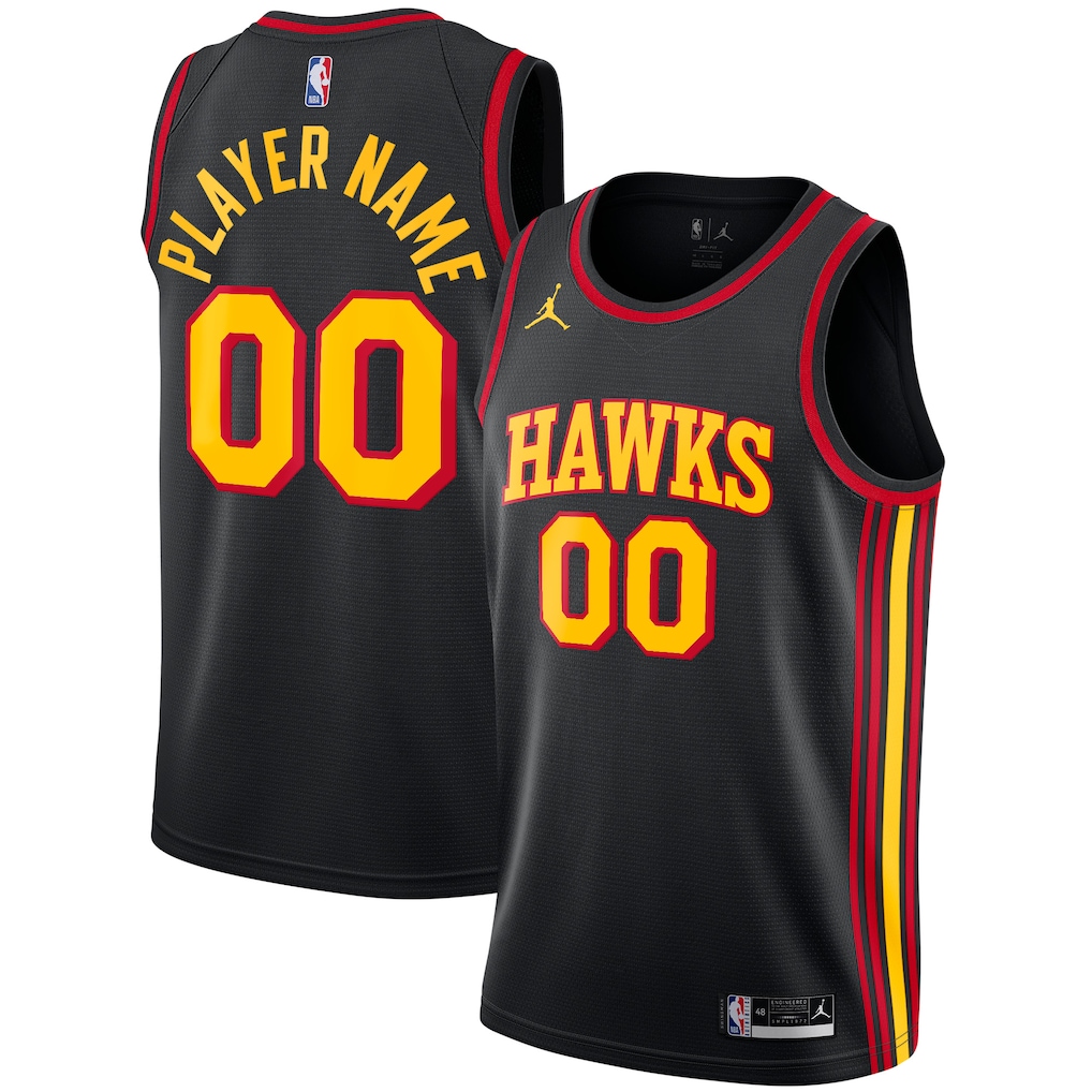 Men's Atlanta Hawks Jordan Brand Black Swingman Custom Jersey - Statement Edition - Jersey