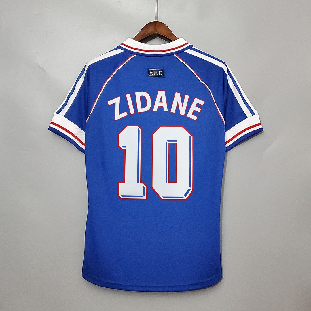 Zidane#10 France Retro Soccer Jersey Home Shirt World Cup 1998 - Jersey