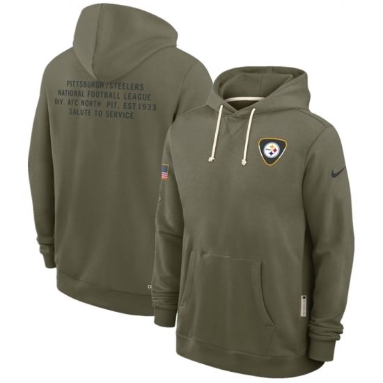 Men's Pittsburgh Steelers Olive 2025 Salute to Service Pullover Hoodie - Jersey