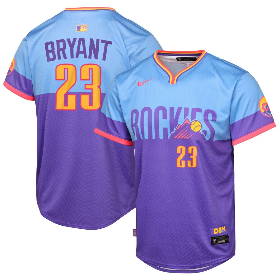 Youth Colorado Rockies Kris Bryant Nike Purple/Light Blue 2025 City Connect Limited Player Jersey - Jersey
