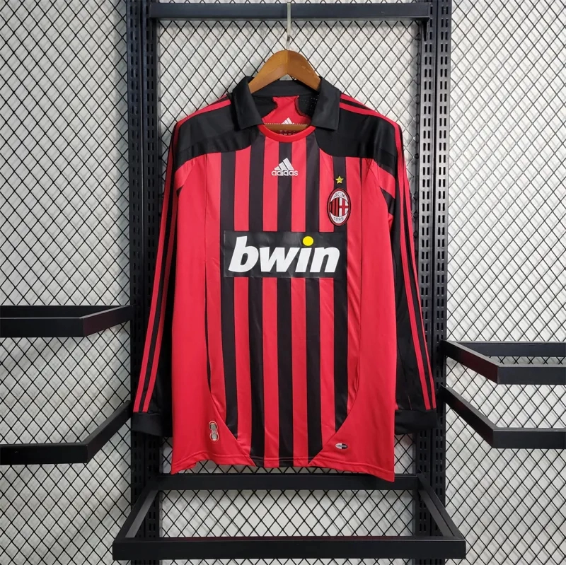 AC Milan Retro Soccer Jersey Home Long Sleeve Custom Shirt 2007/08 - Jersey