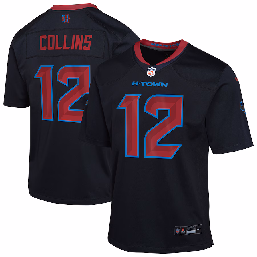Youth Houston Texans Nico Collins Nike Navy Alternate Game Jersey - Jersey