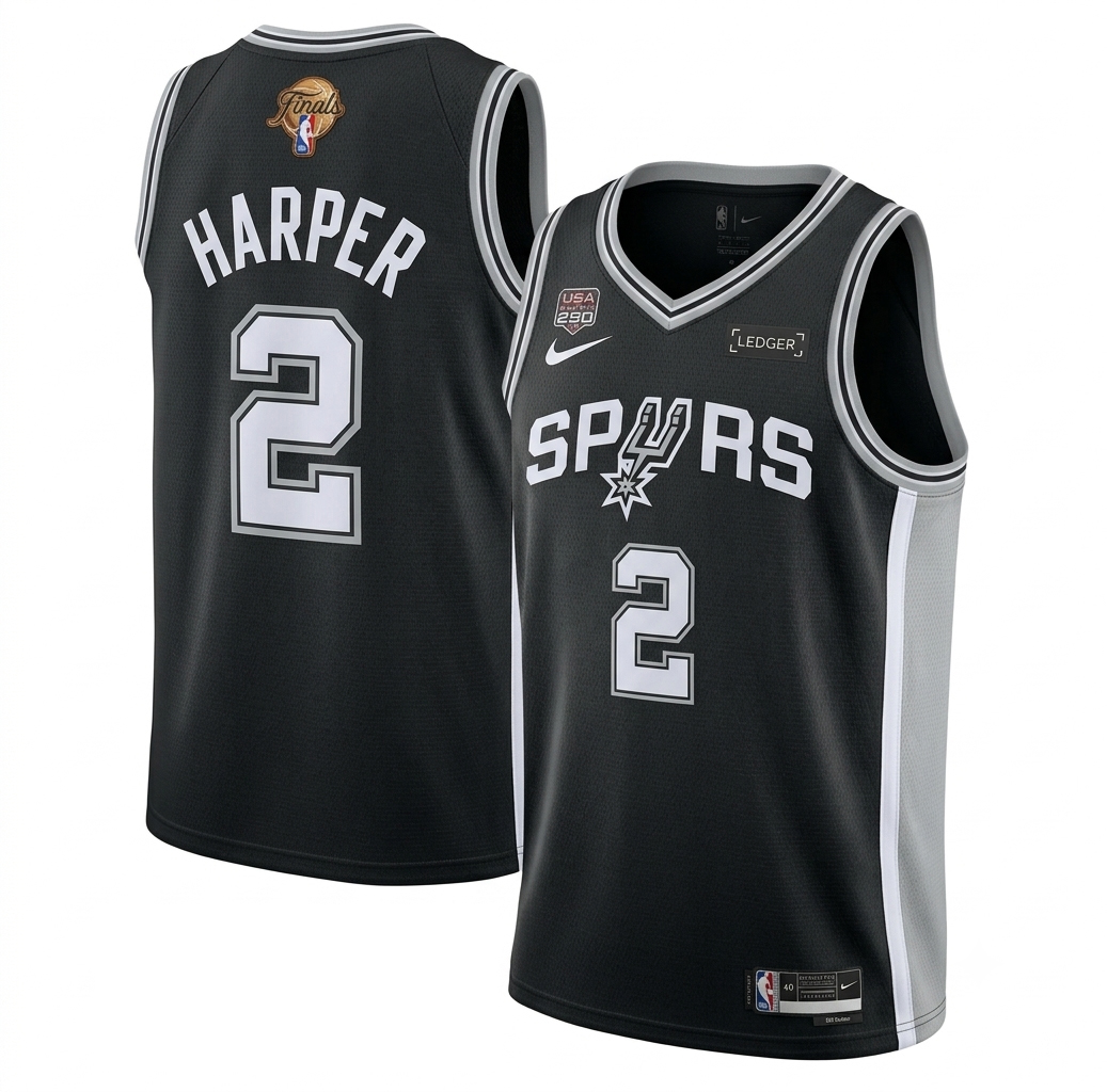 Men's San Antonio Spurs Dylan Harper Fanatics Black 2025 NBA Draft First Round Pick Fast Break Replica Jersey - Icon Edition - Jersey