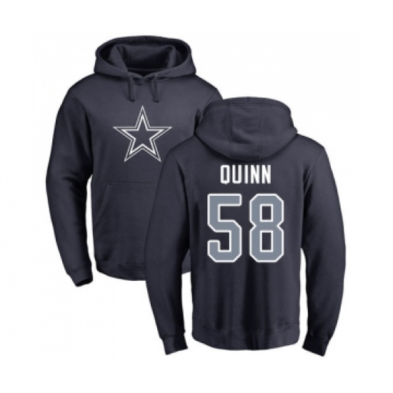 Football Dallas Cowboys #58 Robert Quinn Navy Blue Name & Number Logo Pullover Hoodie - Jersey