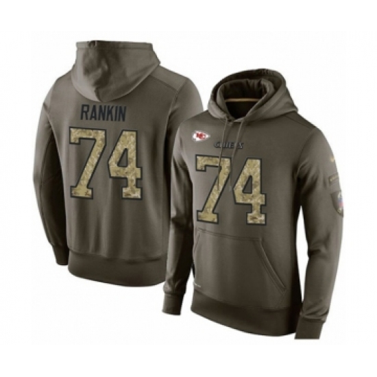 Football Men's Kansas City Chiefs #74 Martinas Rankin Green Salute To Service Pullover Hoodie - Jersey