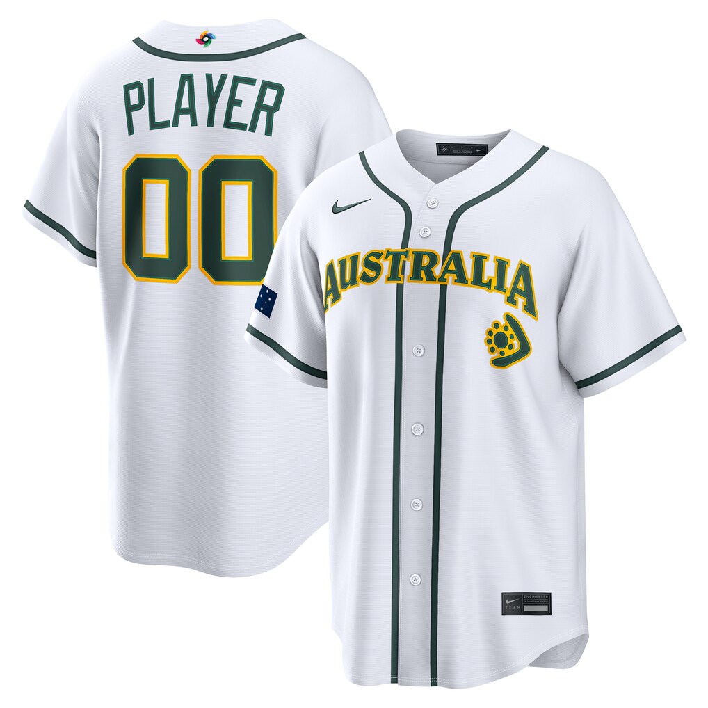 Men's Australia Baseball Nike White 2026 World Baseball Classic Home Pick-A-Player Jersey - Jersey