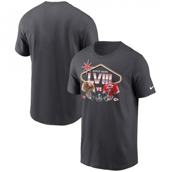 Mens Anthracite Kansas City Chiefs vs. San Francisco 49ers Super Bowl LVIII Matchup T-Shirt - Jersey