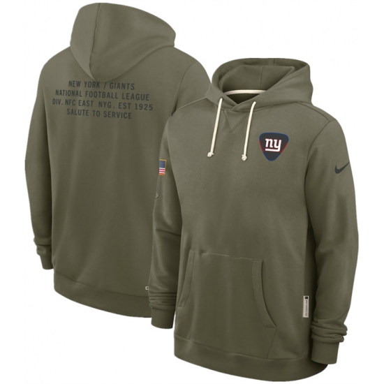 Men's New York Giants Olive 2025 Salute to Service Pullover Hoodie - Jersey