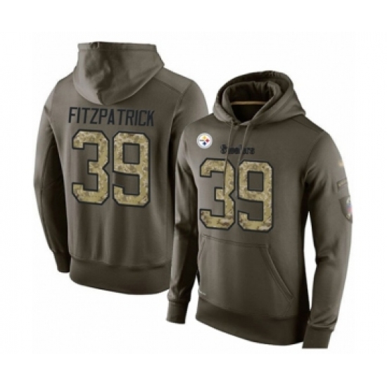 Football Men's Pittsburgh Steelers #39 Minkah Fitzpatrick Green Salute To Service Pullover Hoodie - Jersey