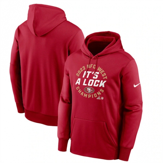 Men's San Francisco 49ers Red 2023 NFC West Division Champions Locker Room Trophy Collection Pullover Hoodie - Jersey