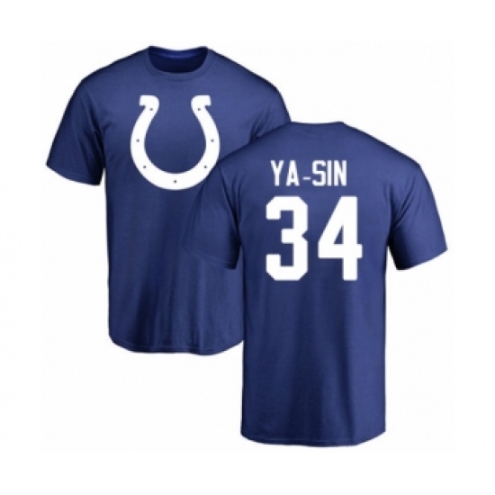 Football Indianapolis Colts #34 Rock Ya-Sin Royal Blue Name & Number Logo T-Shirt - Jersey