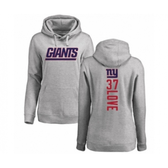 Football Women's New York Giants #37 Julian Love Ash Backer Pullover Hoodie - Jersey