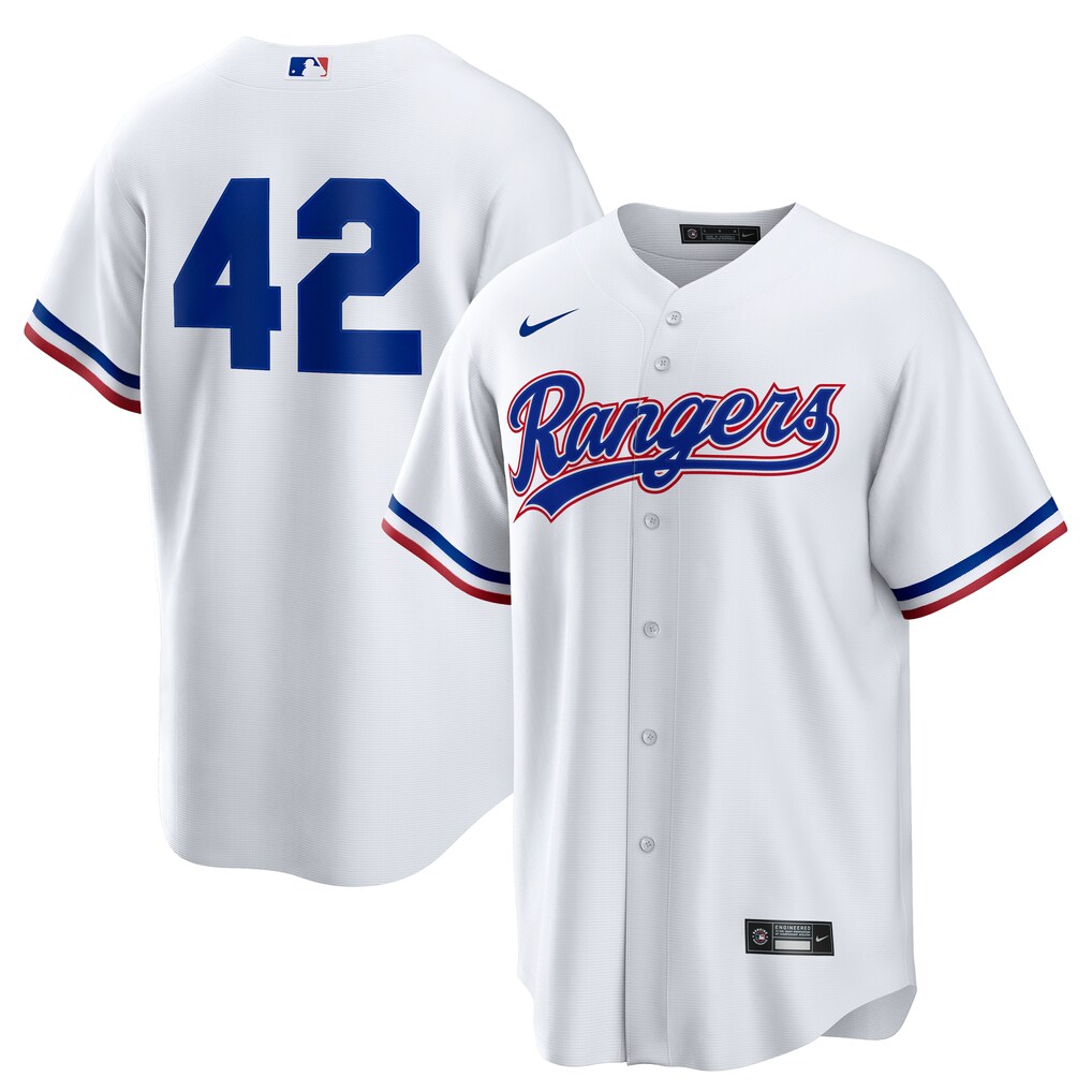 Men's Texas Rangers Nike White Home  2025 Jackie Robinson Day Replica Jersey - Jersey