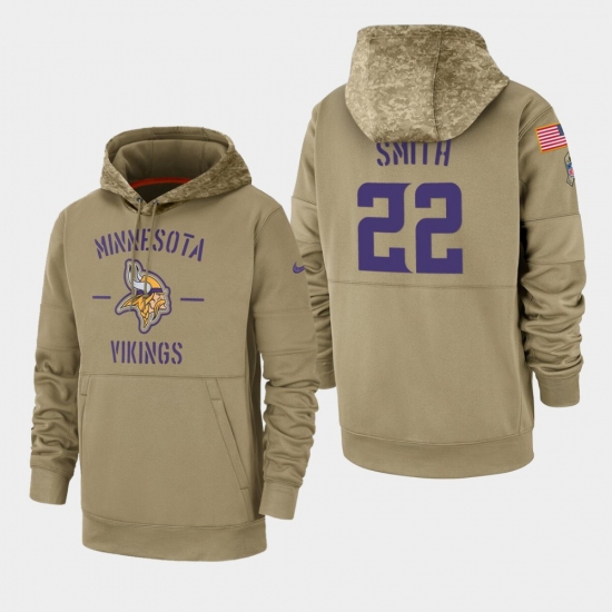 Men's Minnesota Vikings #22 Harrison Smith 2019 Salute to Service Sideline Therma Pullover Hoodie - Tan - Jersey