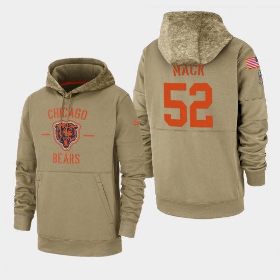 Men's Chicago Bears #52 Khalil Mack 2019 Salute to Service Sideline Therma Pullover Hoodie - Tan - Jersey