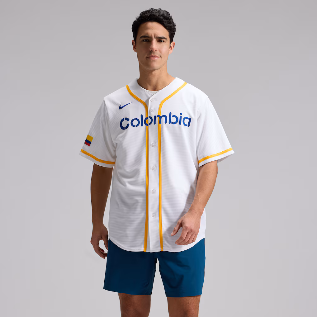 Men's Colombia Baseball Nike White 2026 World Baseball Classic Home Stadium Jersey - Jersey